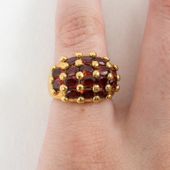 Vintage 5/6 Real Gold Garnet Ring Jan Birthstone - Picture 5 of 10